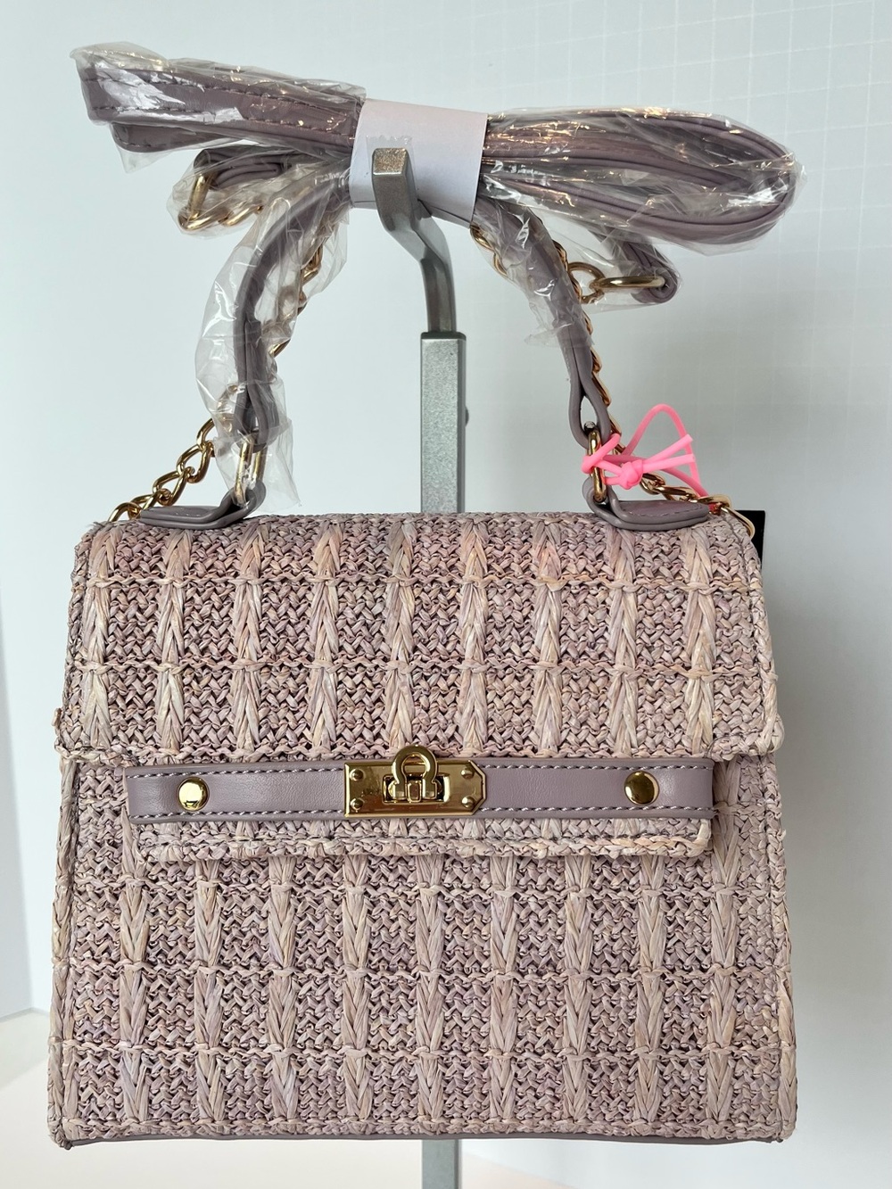 Like Dreams Woven Lilac Crossbody with Gold-Tone Accent